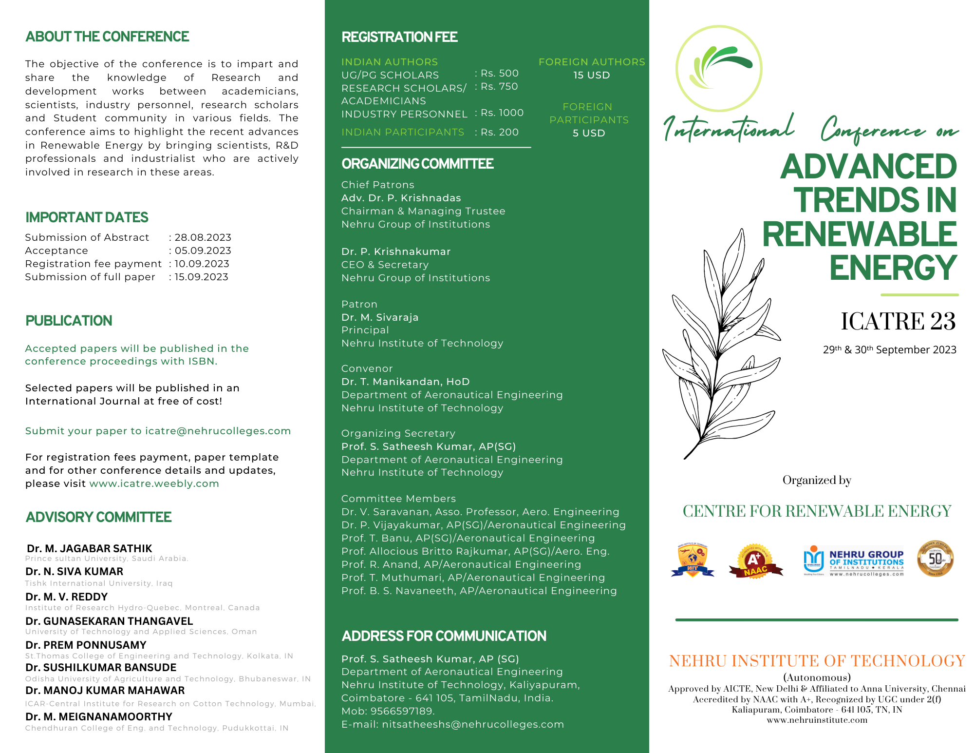 International Conference on Advanced Trends in Renewable Energy (ICATRE 23)